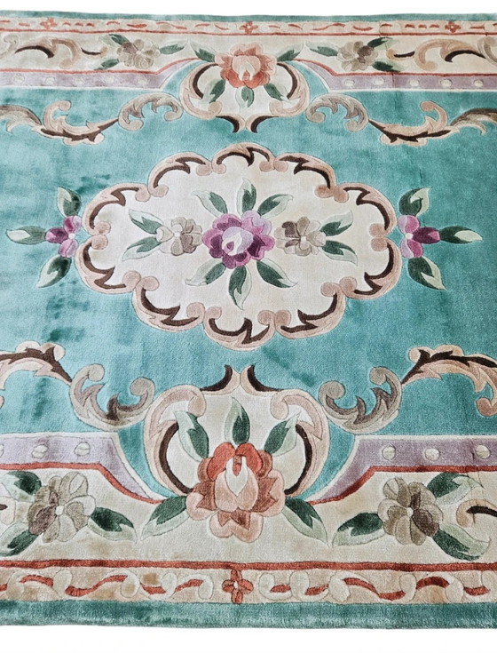 Image 1 of Hand-knotted Oriental Silk Carpet Aubusson Mint New 93x153cm