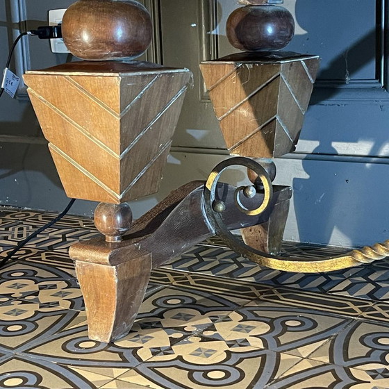 Buffet bas ou Bar Art Déco en Placages, Bronze et Ferronnerie, années 1930-1940 – De Coene, Wood, Art Deco (photo 8 of 18)