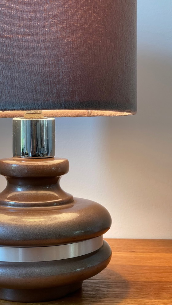 Image 1 of Lampada in ceramica con bordo in alluminio, Francia anni &#39;70