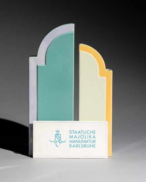 Raro vaso in ceramica postmoderno Duo Karl Till Staatliche Majolika Karlsruhe, 1996