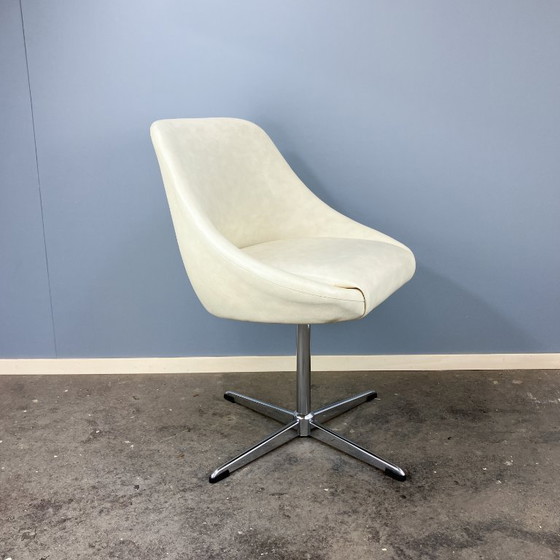 Image 1 of Swivel cocktail chair, chrome and imitation leather, 70s, vintage
