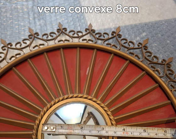 Image 1 of Rare miroir soleil chaty vallauris 42cm verre convexe 1960