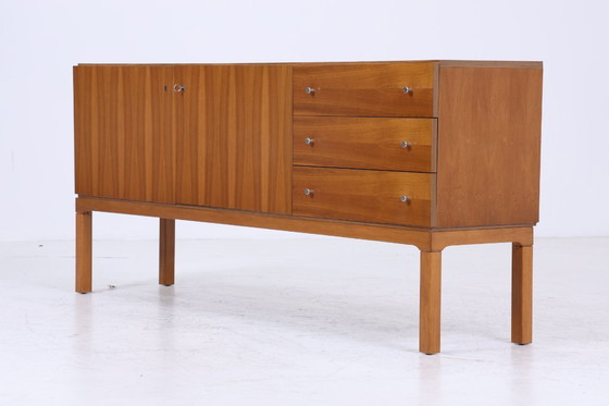 Image 1 of Vintage Noyer Palette Sideboard années 60 | Mid Century TV Board avec compartiments & tiroirs Rétro Bois de rangement #06-40