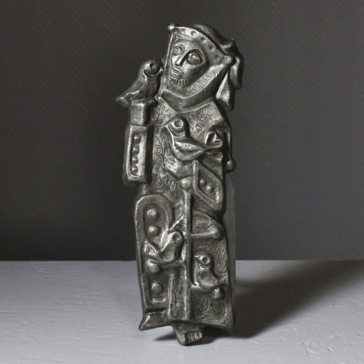 Arlette Laurent Dray - Scultura bassorilievo St François l'oiseleur stagno XX secolo