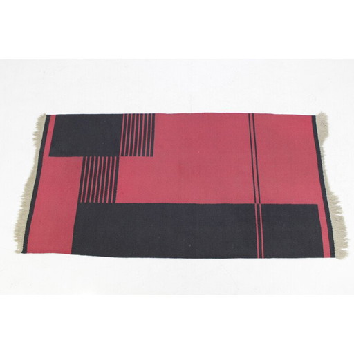 Tapis géométrique moderniste Kilim vintage - années 1960