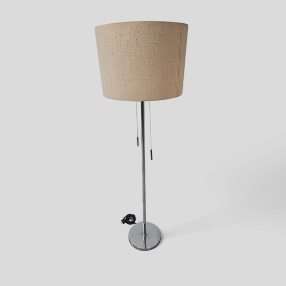 Image 1 of Vintage Erco chrome floor lamp Floor lamp Fabric shade Beige 1970s