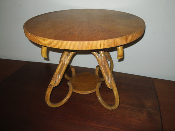 Image 1 of Table basse circulaire en bambou, 1960