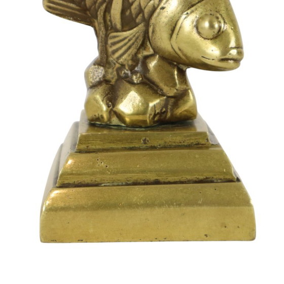 Vintage Zwaar Massief Brons Koi Karper Beeld – Beeldhouwkunst, Bronze (photo 9 of 10)