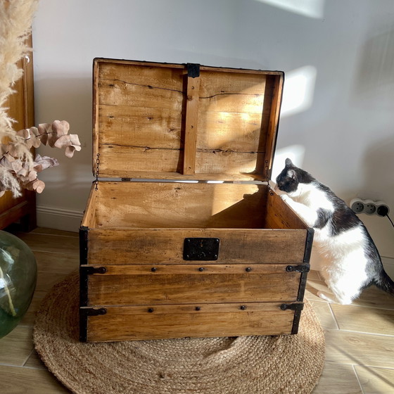Image 1 of restored antique trunk