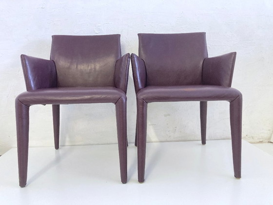 Image 1 of Set of 2 B&B Italia armchairs, full vent leather, Mario Bellini style