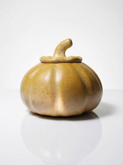 Vintage carved and polished stone box, pumpkin vintage craft 1980-1990