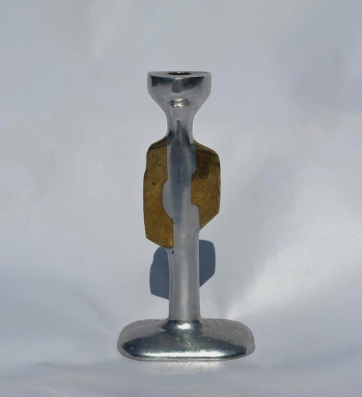 Portacandele scultoreo David Marshall, alluminio e bronzo