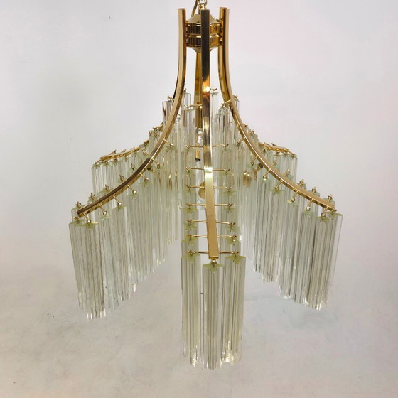 Image 1 of Venini xl waterval kroonluchter 70's Italiaans murano glas