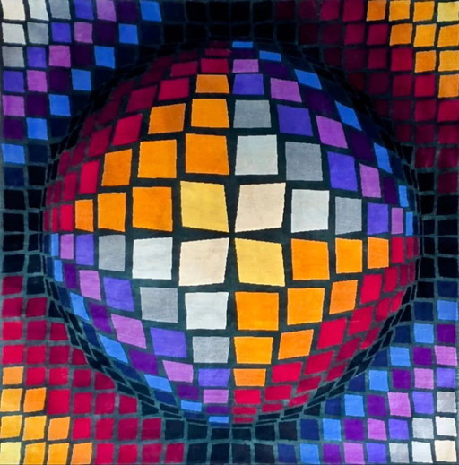 Victor Vasarely Tromba Rug – Hand-Knotted Wool, Limited Edition 2/8 (225x225cm) – vloerkleden en tapijten