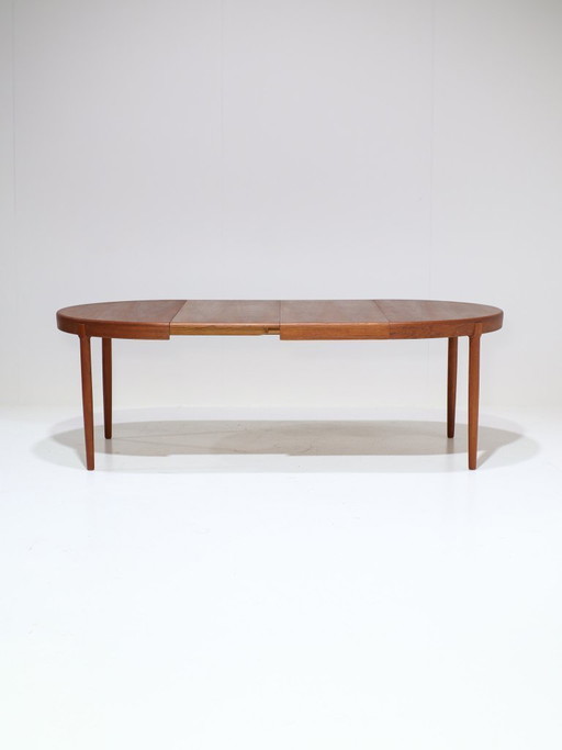 Uitschuifbare ronde eettafel teak Deens vintage jaren '60