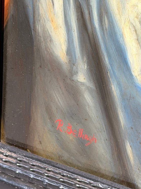 R. Belliagh – Portrait of Women & Children, Oil on Wooden Panel – Paintings & Drawings (photo 4 of 6)