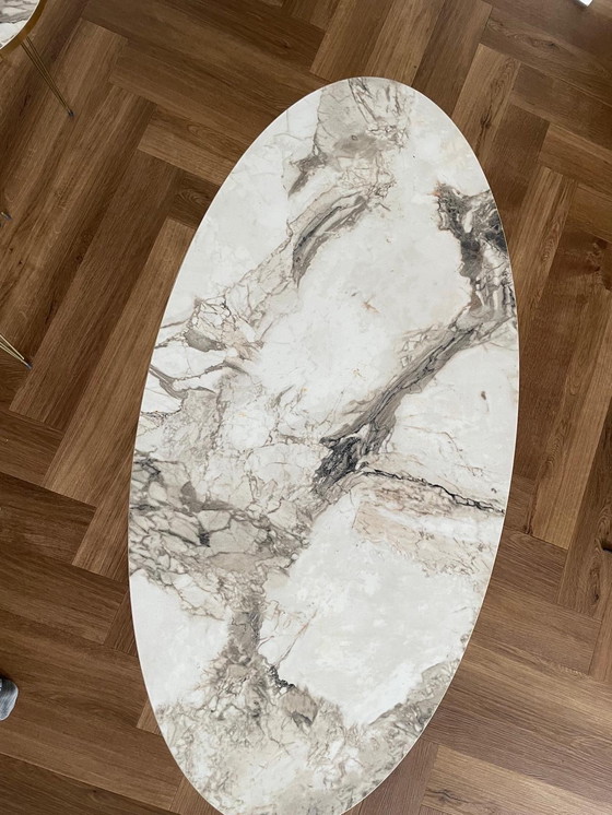 Image 1 of Marble white and gold coffee table set