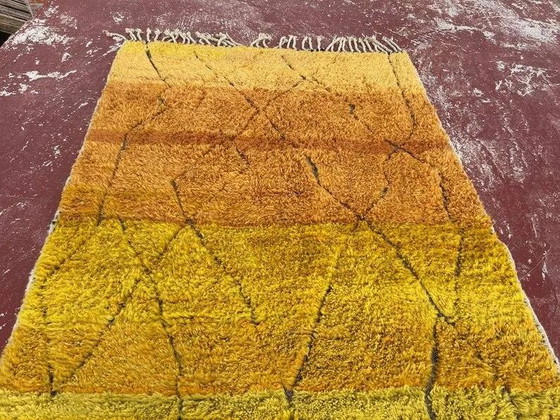 Moroccan Beni Ouarain rug 300 × 200 cm – saffron yellow and black – Rugs & carpets, Wool, Cotton, Vintage (photo 4 of 8)