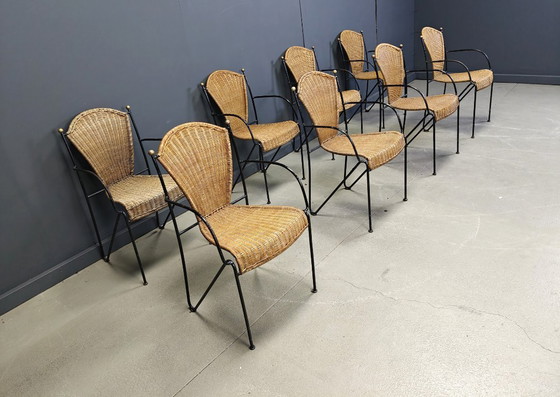 Image 1 of Korbstühle von Frederick Weinberg, 1960er Jahre, 8er-Set