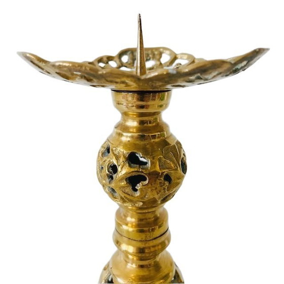 Image 1 of Vintage Messing filigraan kandelaar