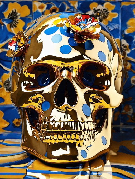 Giclée on aluminium plate - DEAD HEAD - Pure Gold Flower Skull