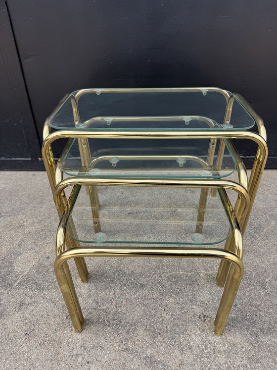 Image 1 of 1970s Gold Nesting Tables