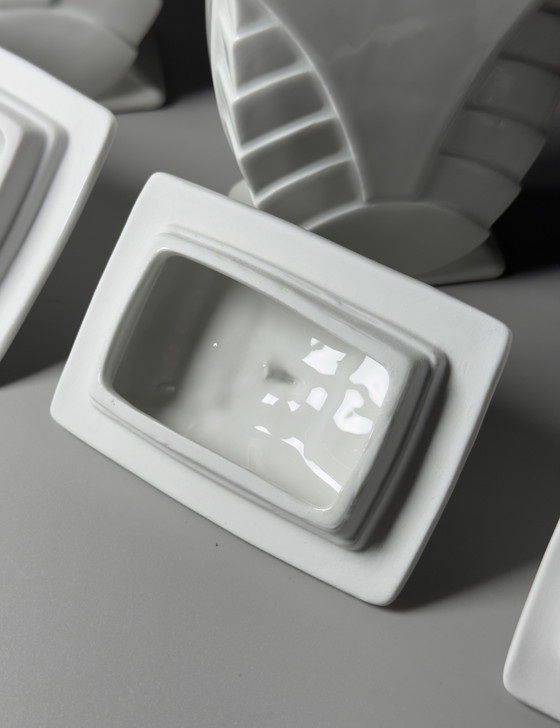 Image 1 of Set of Three Art Deco Porcelain Storage Jars