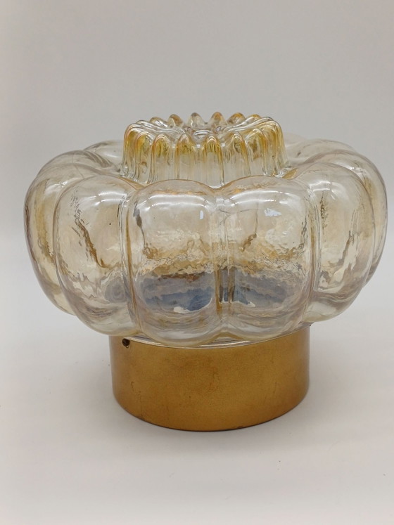 Plafonnier vintage, Verre, Métal, Doré (photo 10 sur 14)