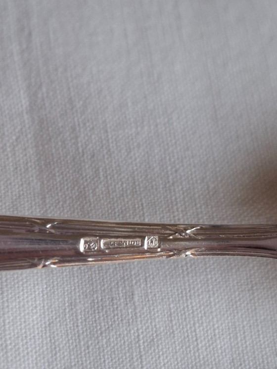 Image 1 of 6 petites cuillères argentées Christofle Alfénide filets croisés 