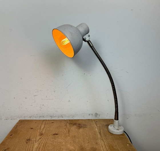Image 1 of Grey Industrial Workshop Gooseneck Table Lamp, 1960s