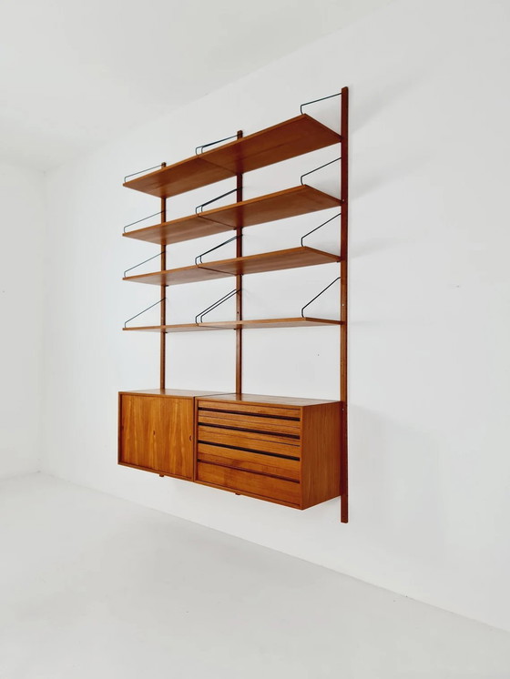 Image 1 of Mid Century 1960S Teak wandmeubel van Poul Cadovius voor Cado