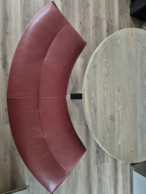 Bancs de salle à manger semi-circulaires Koinor 2 pièces et table de salle à manger ronde en chêne