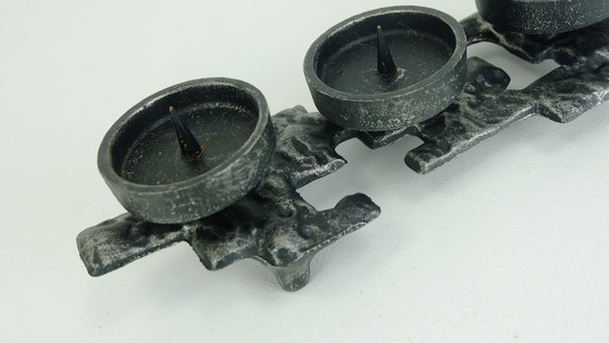 Image 1 of mid century cast iron CANDLE HOLDER brutalist design true vintage 1960s 70s candelabra