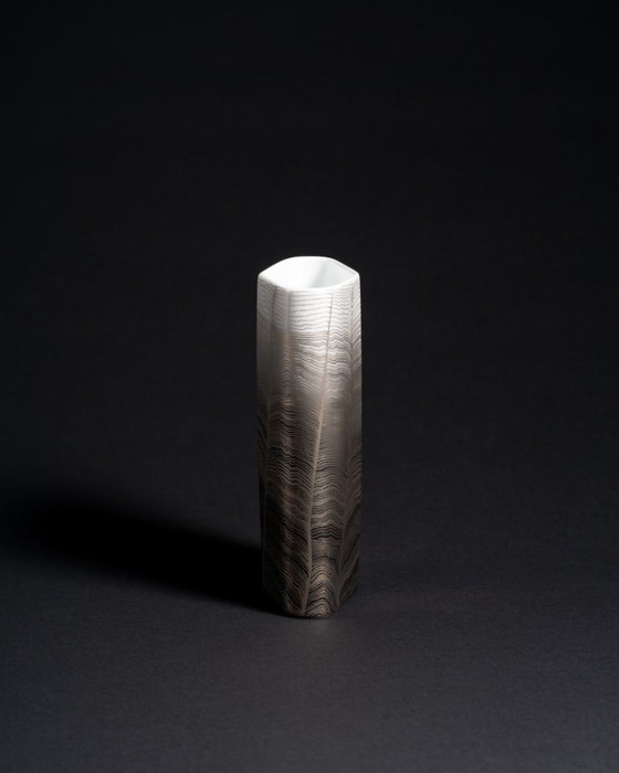 Image 1 of Glam Chic Vintage Rare Alain Le Foll × Rosenthal "Chiffon" Porcelain Vase Duo