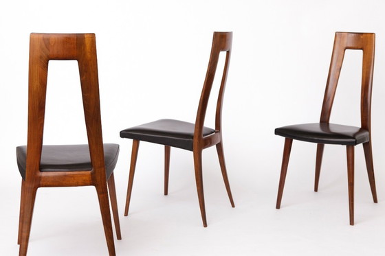 Image 1 of Set di 4 sedie da pranzo tedesche vintage, anni '60, Ernst Martin Dettinger per Veil, pelle