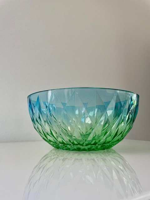 Image 1 of Cuenco de vidrio con diseño | Degradado azul-verde | Acabado pulido | Ø 23 cm