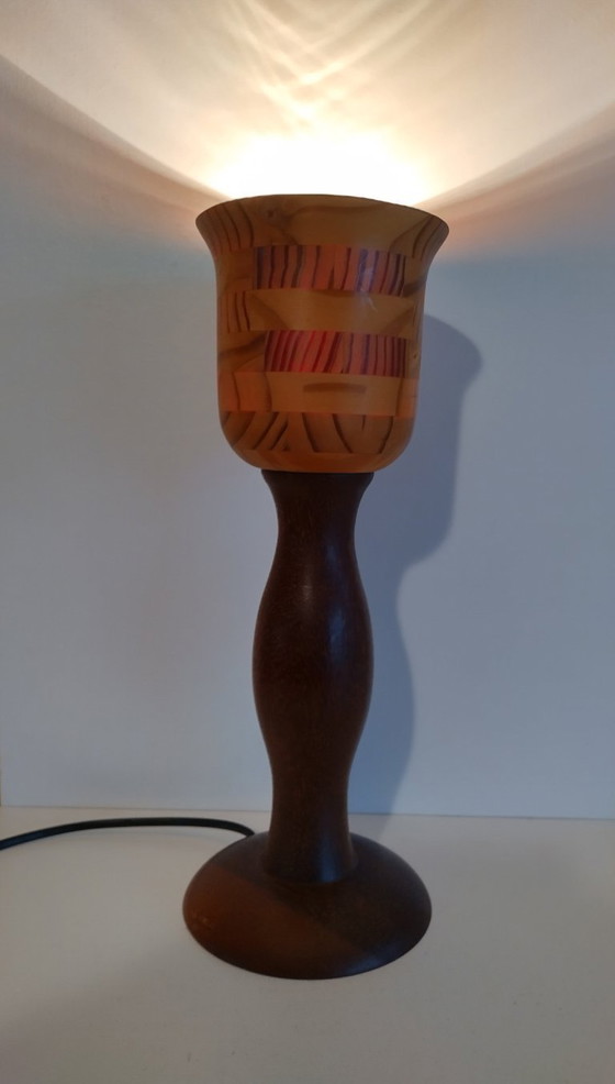 Image 1 of Tulp Lamp Hout - Scandinavisch - Vintage