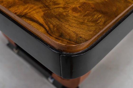 Image 1 of Art Deco French Walnut & Burl Dining Set, 1930s, Set of 7