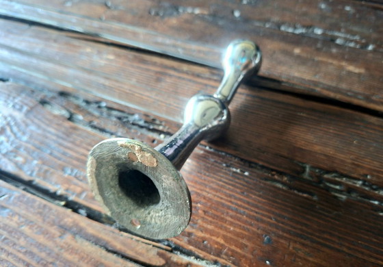 Image 1 of Portasciugamani doppio vintage in vetro massiccio e ottone – da parete per bagno in stile retrò – Funzionale e decorativo
