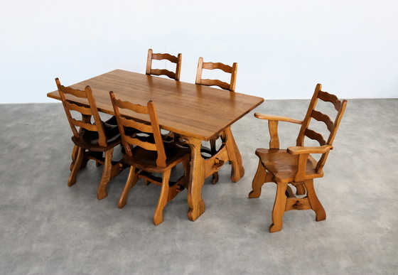 Image 1 of 5x brutalistische Esszimmerstühle