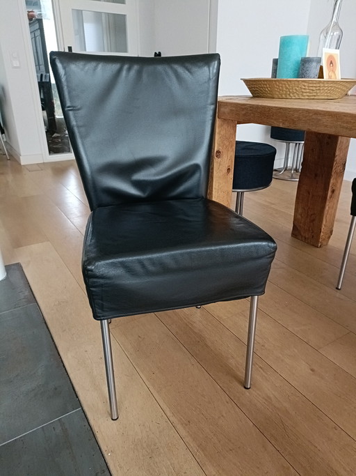 4 Lederen eetkamer stoelen 