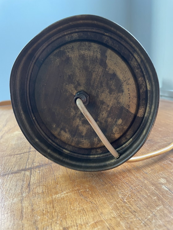 Image 1 of Vintage mid-century tall copper table lamp with faux marble effect