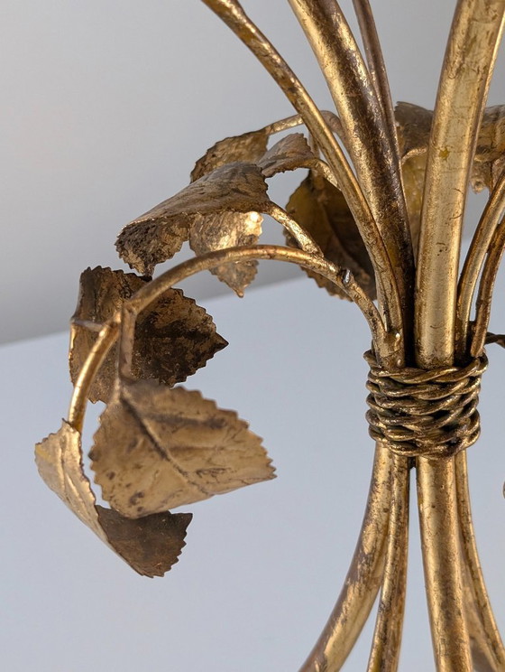 Mid-Century vergoldeter Metall Blumen Rosen Beistelltisch 1970er – Beistelltische, Glass (photo 13 of 18)