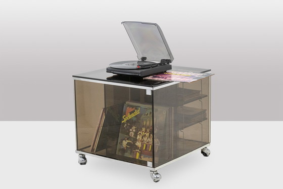 Image 1 of Jansen House. Mobile per dischi in vinile con vetro fumé. Anni '70.