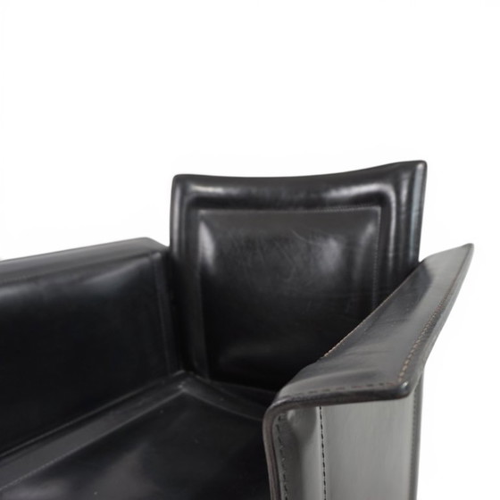 Image 1 of Ensemble de 2 fauteuils Arrben Solaria en cuir noir, par Tito Agnoli, 1970