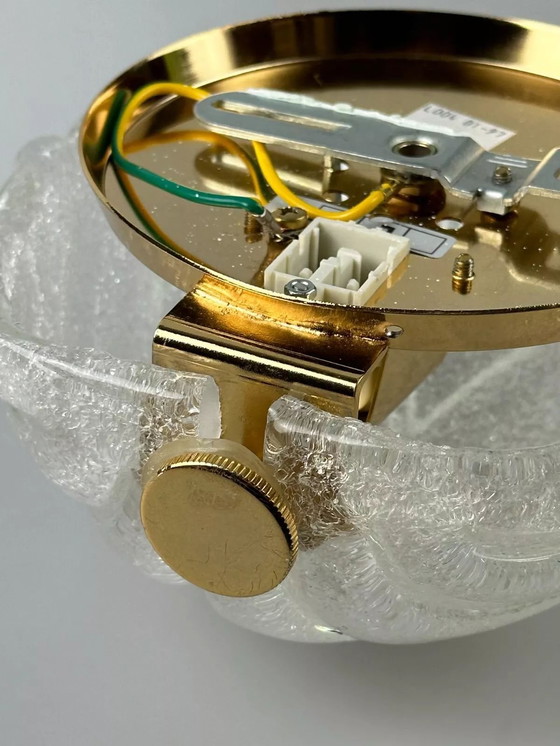 Image 1 of 60's 70's Lampe Lampe murale Glass Brass Blatt Space Age Design