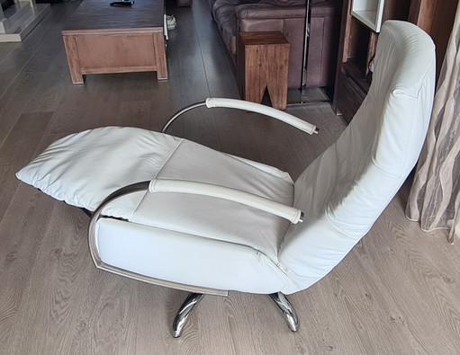 Fauteuil pivotant Prominent cuir blanc acier inoxydable