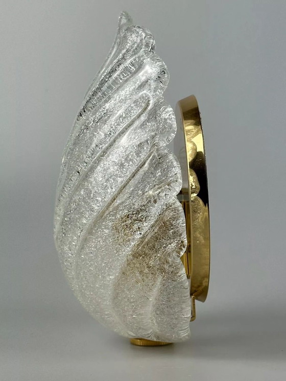 Image 1 of 60's 70's Lampe Lampe murale Glass Brass Blatt Space Age Design