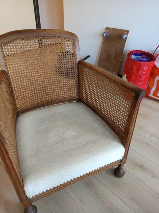 Antique chair (65 x 78 x 75 cm) with 2 cushions – Armchairs, Textile, Wood (photo 7 of 12)