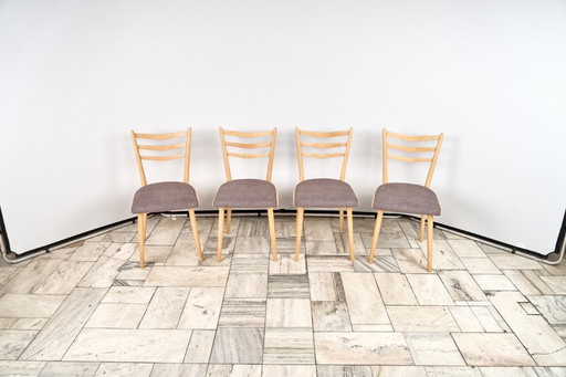 Set van 4 houten stoelen JITONA, jaren 60, Tsjechoslowakije